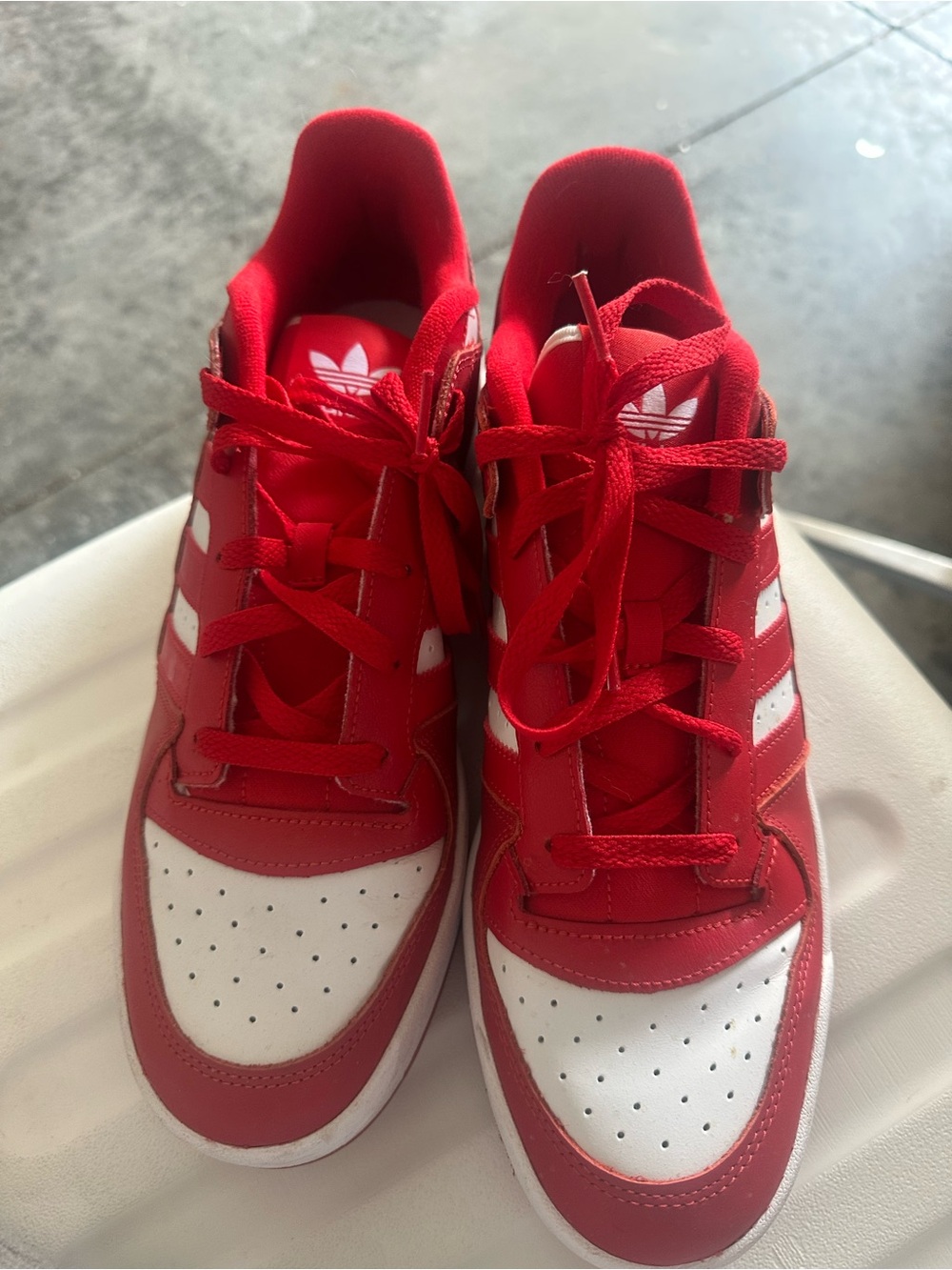 Adidas Red and White Classic Low-Top Sneakers